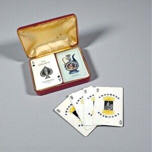 Vintage Congress 606 Double Deck Playing Cards Venetian Glass Clamshell Case USA